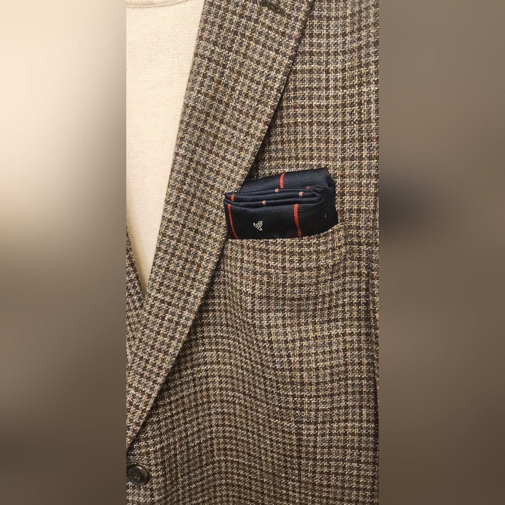 Jos A BANK 1905 Brown Checkered Blazer with Blue Accents